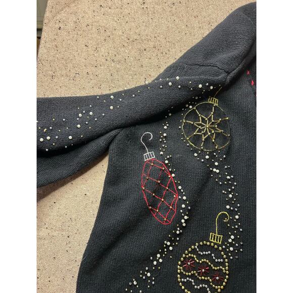 Draper’s & Damon’s Ramie Blend Cardigan Sweater XL Festive Christmas Knit - Picture 2 of 7